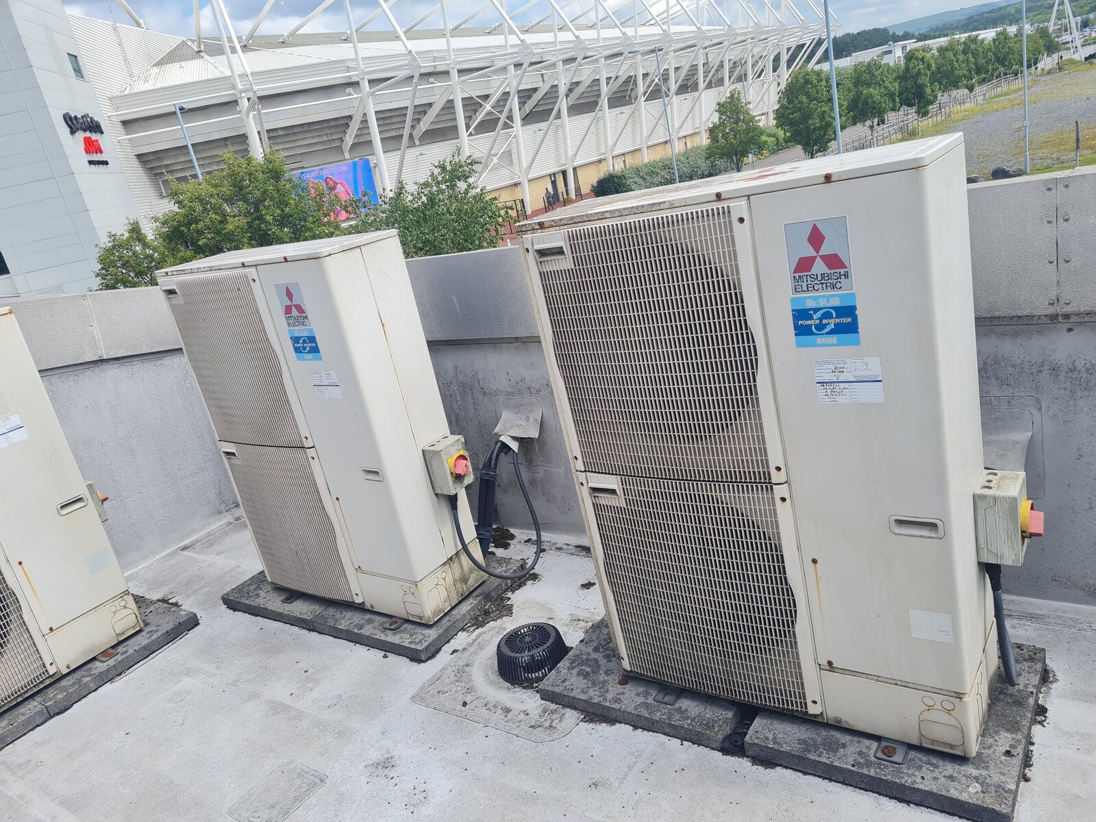 Commercial outdoor air-conditioning equipment photographed during site work